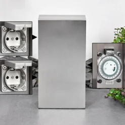 Abilene Prises électriques d'extérieur Acier inoxydable, Gris