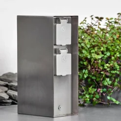 Abilene Prises électriques d'extérieur Acier inoxydable, Gris