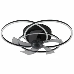 Alia Ventilateur de plafond lumineux Luminaires Globo Lighting LED Noir, 1 lumière, Télécommandes