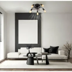 Alisha Ventilateur de plafond lumineux Luminaires Globo Lighting Noir, 5 lumières, Télécommandes