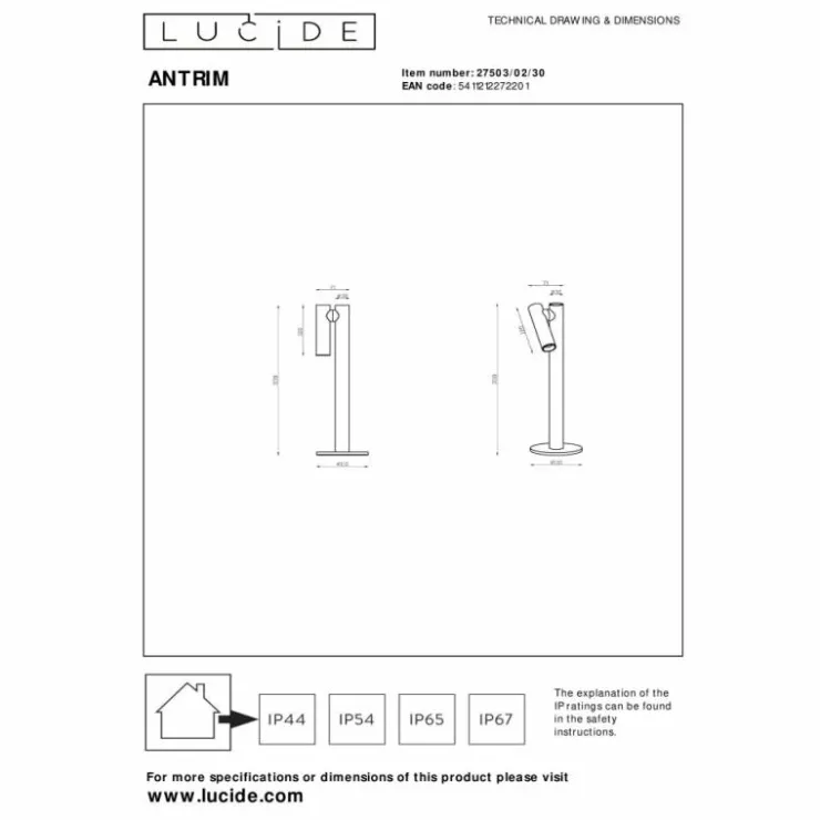 Luminaires Lucide Lampes À Poser|ANTRIM Lampe à poser LED Noir, 1 lumière