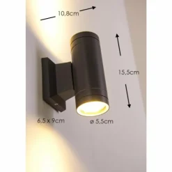 Applique extérieure LED Globo Noir, 2 lumières