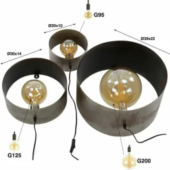 hofstein Appliques|Applique murale Charger Argent Oxydé, 3 lumières