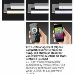 Applique Murale / Plafonnier Paul Neuhaus Q-Matteo LED Aluminium, 2 lumières, Télécommandes