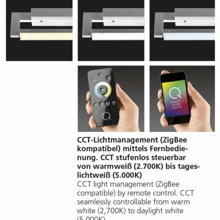 Applique Murale / Plafonnier Paul Neuhaus Q-Matteo LED Aluminium, 2 lumières, Télécommandes