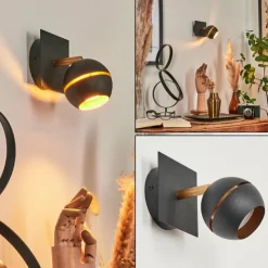 hofstein Spots Et Projecteurs|Applique murale Tome LED Laiton, Noir, 1 lumière