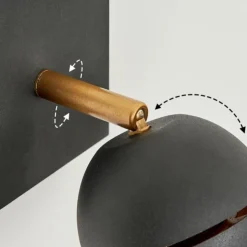 hofstein Spots Et Projecteurs|Applique murale Tome LED Laiton, Noir, 1 lumière