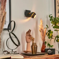 hofstein Spots Et Projecteurs|Applique murale Tome LED Laiton, Noir, 1 lumière