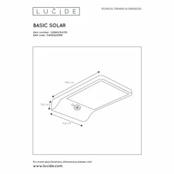 Applique murale d'extérieur Lucide BASIC LED Noir, 1 lumière, Détecteur de mouvement
