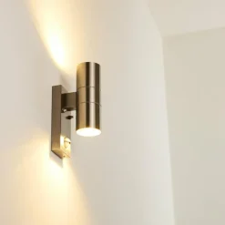 Applique murale d'extérieur Brachy Acier inoxydable, 2 lumières, Détecteur de mouvement