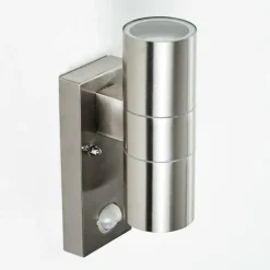 Applique murale d'extérieur Brachy Acier inoxydable, 2 lumières, Détecteur de mouvement