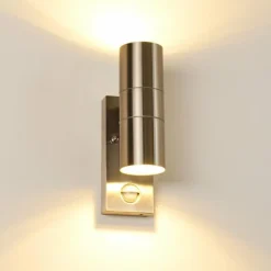 Applique murale d'extérieur Brachy Acier inoxydable, 2 lumières, Détecteur de mouvement