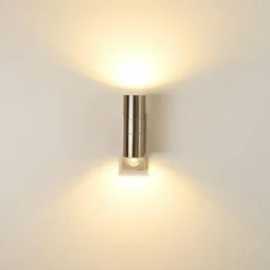 Applique murale d'extérieur Brachy Acier inoxydable, 2 lumières, Détecteur de mouvement