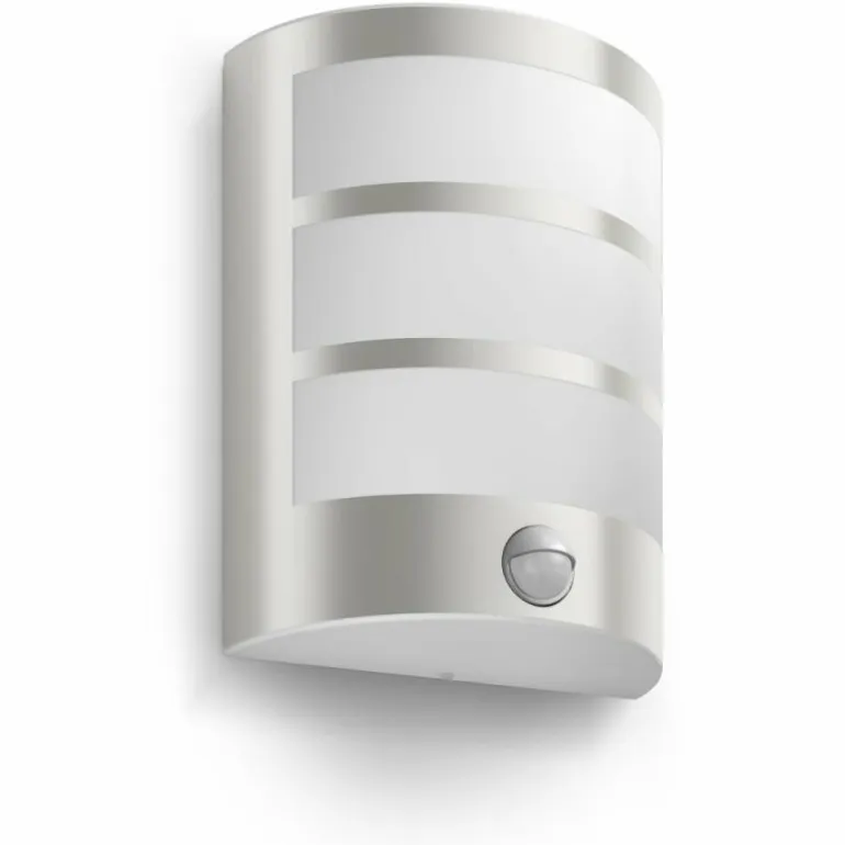 Applique murale d'extérieur Philips Python LED Acier inoxydable, 1 lumière, Détecteur de mouvement