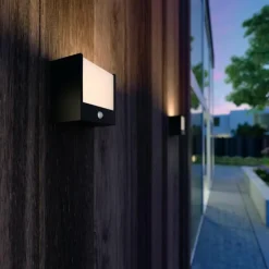Applique murale d'extérieur Philips Macaw LED Noir, 1 lumière, Détecteur de mouvement