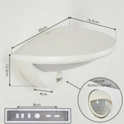 Applique murale d'extérieur Carano LED Blanc, 1 lumière, Détecteur de mouvement