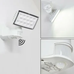 Applique murale d'extérieur Loit LED Blanc, 1 lumière, Détecteur de mouvement