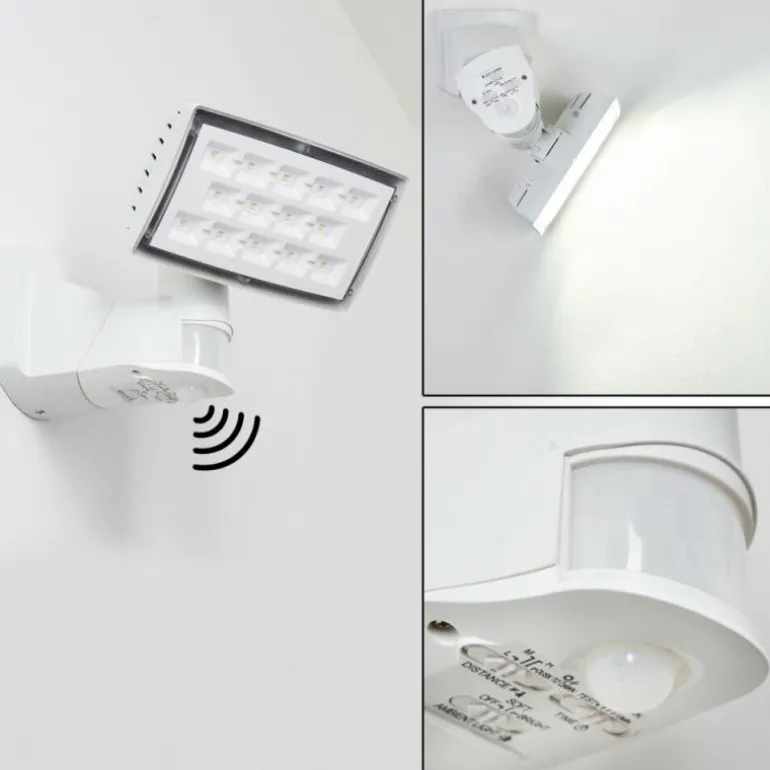 Applique murale d'extérieur Loit LED Blanc, 1 lumière, Détecteur de mouvement