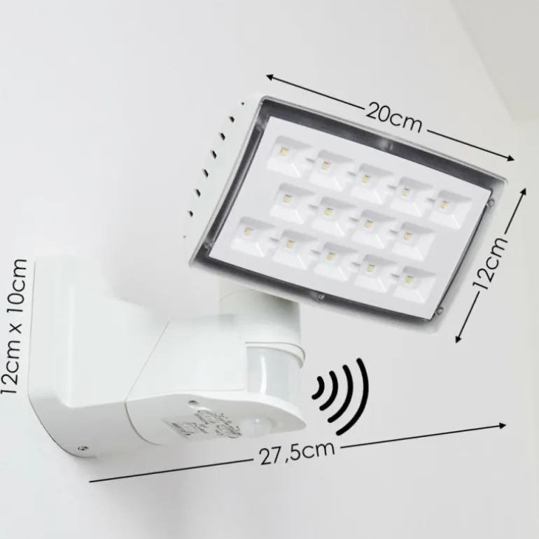 Applique murale d'extérieur Loit LED Blanc, 1 lumière, Détecteur de mouvement