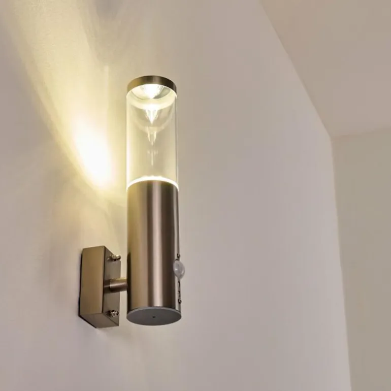 Applique murale d'extérieur Noreaz LED Acier inoxydable, 1 lumière, Détecteur de mouvement