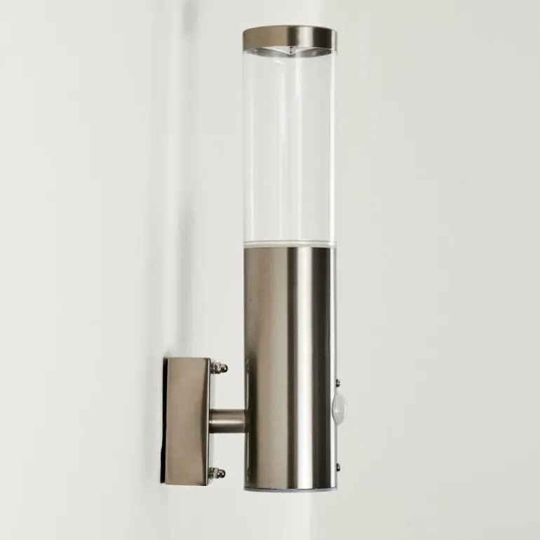 Applique murale d'extérieur Noreaz LED Acier inoxydable, 1 lumière, Détecteur de mouvement