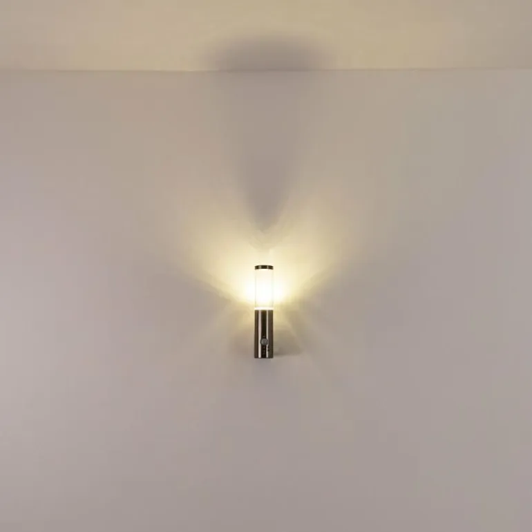 Applique murale d'extérieur Noreaz LED Acier inoxydable, 1 lumière, Détecteur de mouvement
