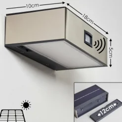 Applique murale d'extérieur Attu LED Nickel mat, 1 lumière, Détecteur de mouvement