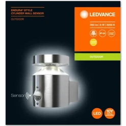 Applique murale d'extérieur LEDVANCE ENDURA Acier inoxydable, 1 lumière, Détecteur de mouvement