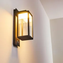 Applique murale d'extérieur Faroer LED Anthracite, 1 lumière, Détecteur de mouvement
