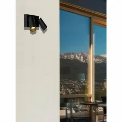 Applique murale d'extérieur Lucide TAYLOR Noir, 2 lumières, Détecteur de mouvement