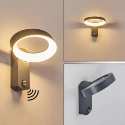Applique murale d'extérieur Carinola LED Anthracite, 1 lumière, Détecteur de mouvement