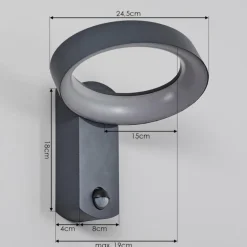 Applique murale d'extérieur Carinola LED Anthracite, 1 lumière, Détecteur de mouvement