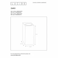 Applique murale d'extérieur Lucide ZARO Noir, 2 lumières