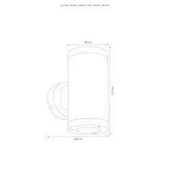 Applique murale d'extérieur LCD 1066LED Argenté, 2 lumières