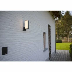 Applique murale d'extérieur Lutec CUBA LED Anthracite, 1 lumière, Détecteur de mouvement