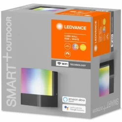 Applique murale d'extérieur LEDVANCE CUBE Gris, 1 lumière, Changeur de couleurs