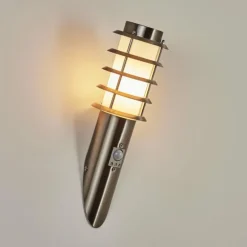 Applique murale d'extérieur Tunes Nickel mat, 1 lumière, Détecteur de mouvement