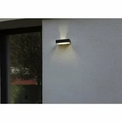Applique murale d'extérieur Lutec FADI LED Noir, 1 lumière, Détecteur de mouvement
