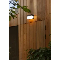 Applique murale d'extérieur Lutec FRAN LED Noir, 1 lumière, Détecteur de mouvement