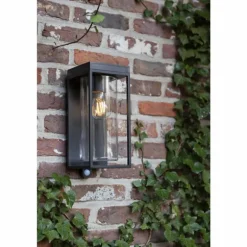 Applique murale d'extérieur Lutec FLAIR Noir, 1 lumière, Détecteur de mouvement