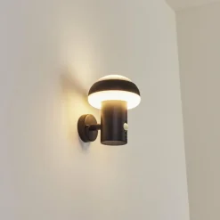 Applique murale d'extérieur Vinara LED Noir, 1 lumière, Détecteur de mouvement