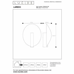 Applique murale d'extérieur Lucide LAREDO LED Noir, 1 lumière