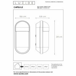 Applique murale d'extérieur Lucide CAPSULE Noir, 1 lumière