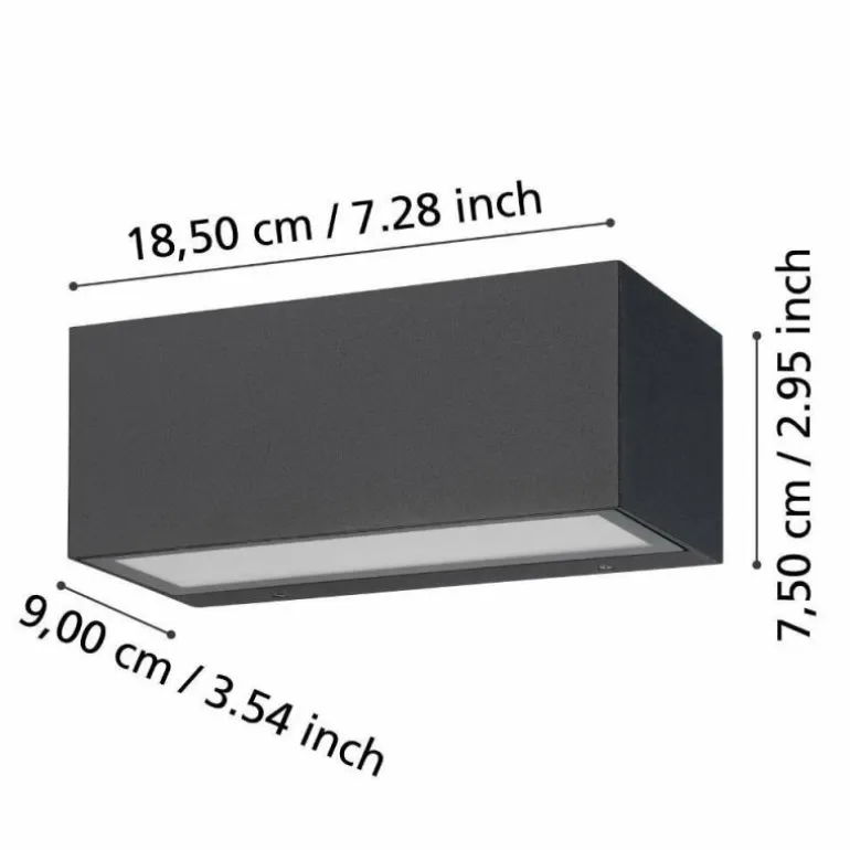 Applique murale d'extérieur Eglo SPONGANO LED Noir, 2 lumières