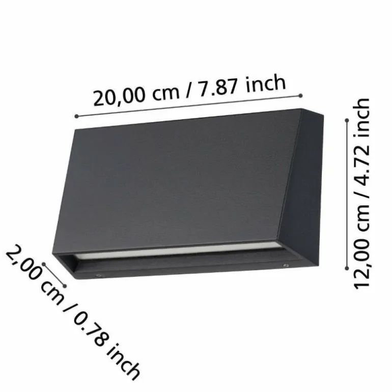 Applique murale d'extérieur Eglo SPONGANO LED Noir, 1 lumière