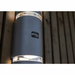 Applique murale d'extérieur Lutec Focus Anthracite, 2 lumières, Détecteur de mouvement