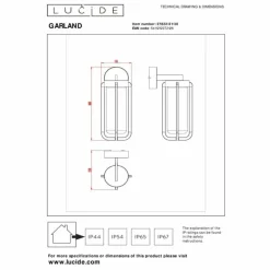 Applique murale d'extérieur Lucide GARLAND Noir, 1 lumière