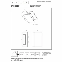 Applique murale d'extérieur Lucide SWINDON LED Noir, 1 lumière