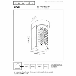 Applique murale d'extérieur Lucide KIRAN LED Noir, 1 lumière