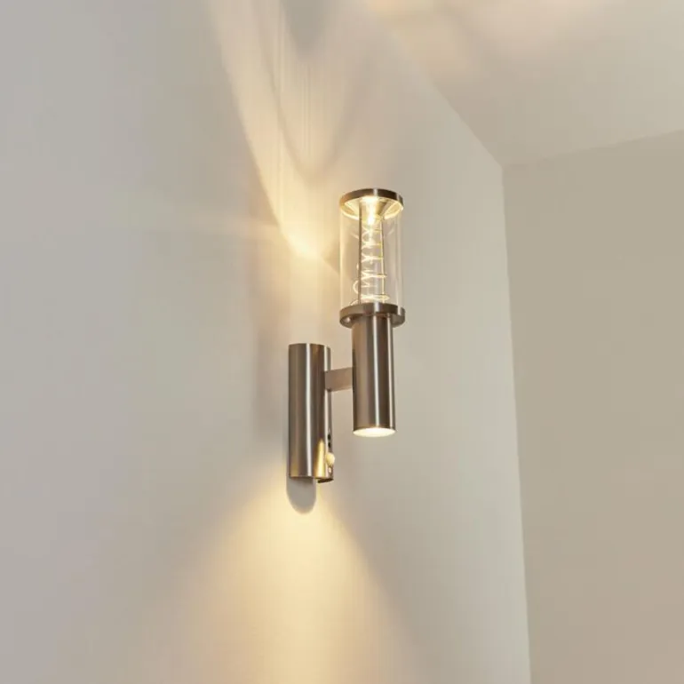 Applique murale d'extérieur Natalia Acier inoxydable, 2 lumières